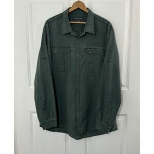 ExOfficio Mens‎ 2XL Green Long Sleeve Button Up Shirt Travel Outdoor Cotton 0631